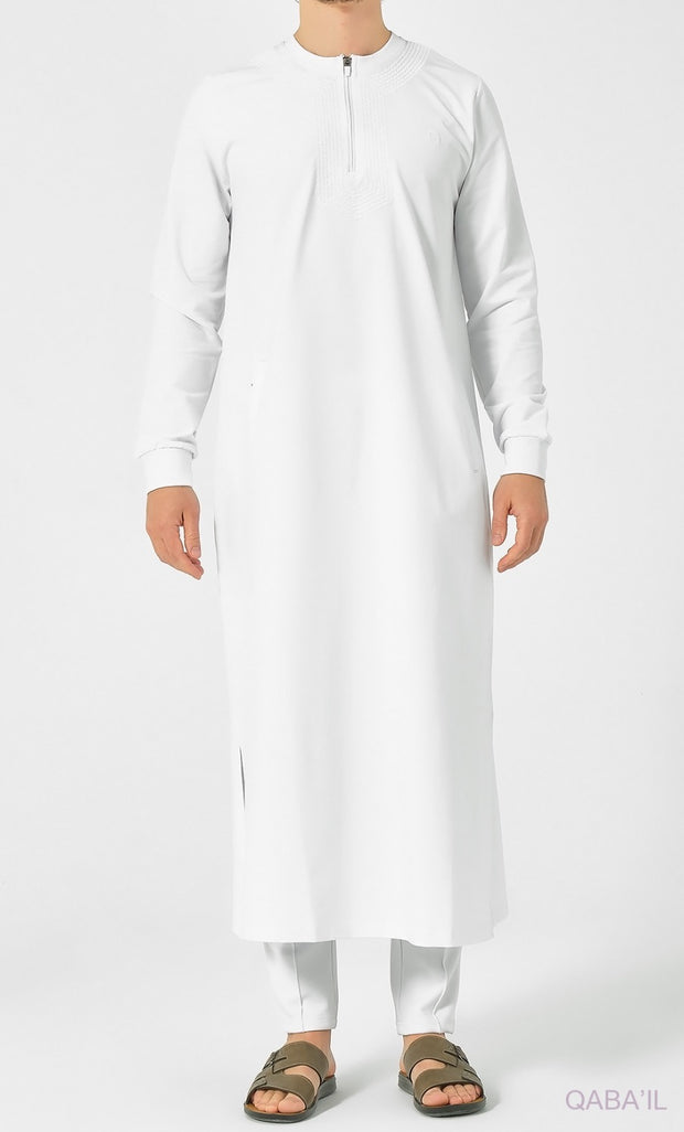 Jogging Qamis "Amwaj" White by Qaba'il