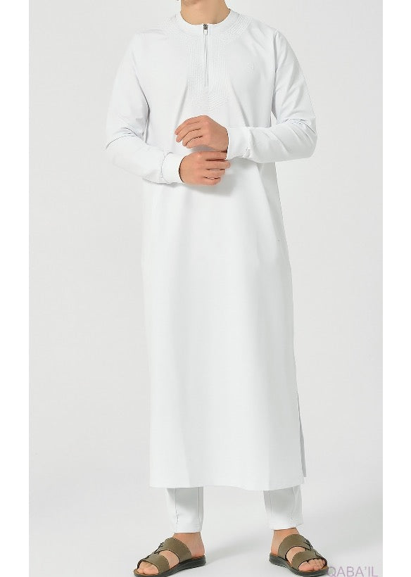 Jogging Qamis "Amwaj" White by Qaba'il