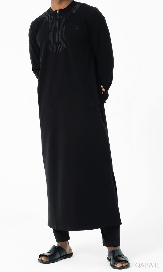 Jogging Qamis "Amwaj" Black by Qaba'il